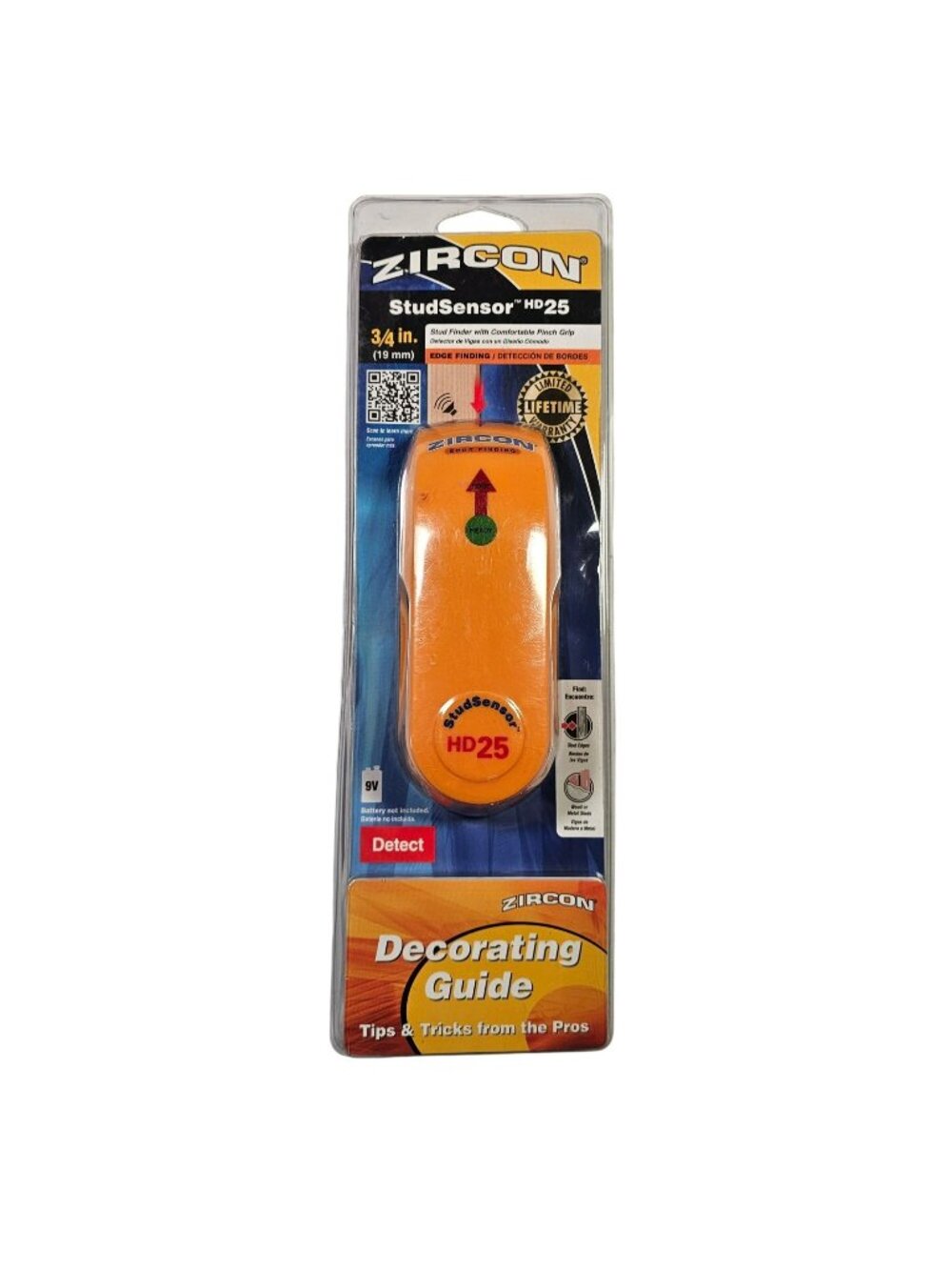 Zircon StudSensor HD25 Stud Finder 3/4" Edge Detection Tool w/ Pinch Grip NEW